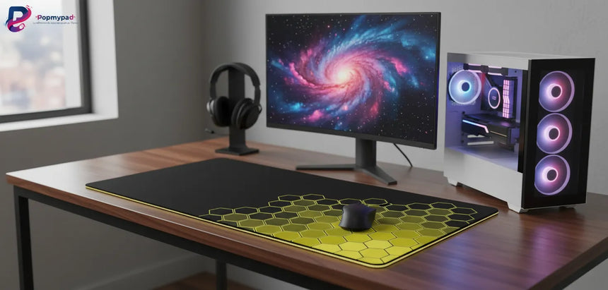 Tapis de souris Design Honeycomb Gold — Édition Cyber-Gamer XXL