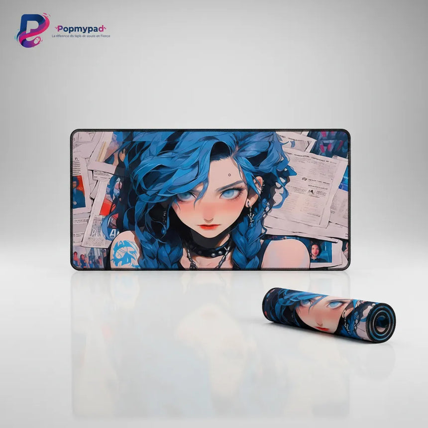Tapis de souris Gaming League of Legends - Édition Jinx Manga Blue XXL