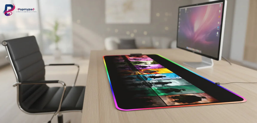 Tapis de souris Gaming RGB - Édition Piliers du Japon Précision & Confort XXL