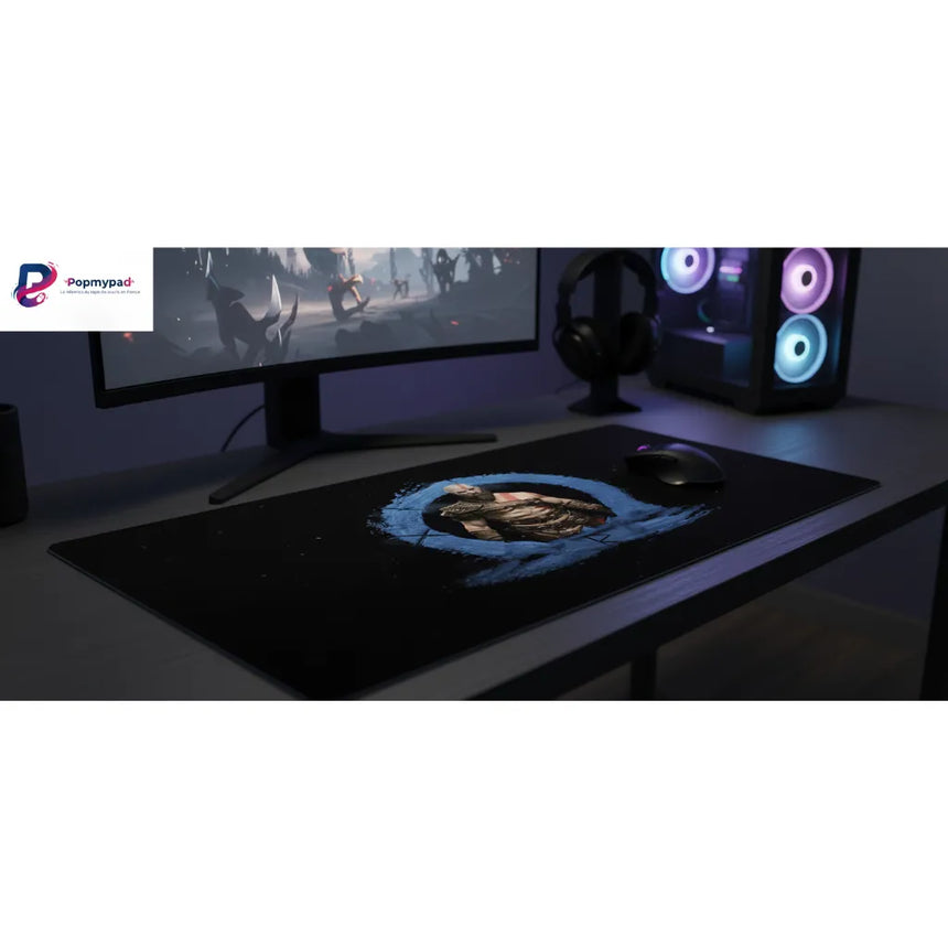 Tapis de souris God of War - Édition Kratos & Symbole Runique Bleu