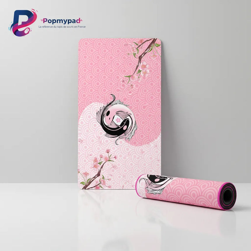 Tapis de souris Japonais - Harmonie des Carpes Koi & Cerisiers Sakura