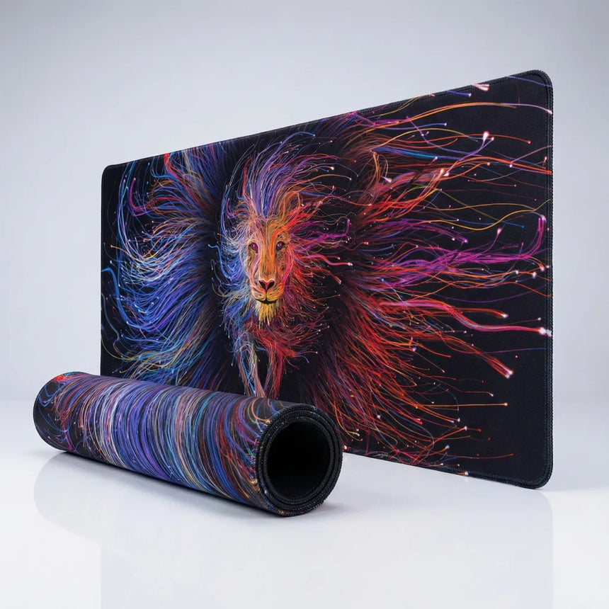 Tapis de souris Lion Luminescent - Édition Artistique Light Painting