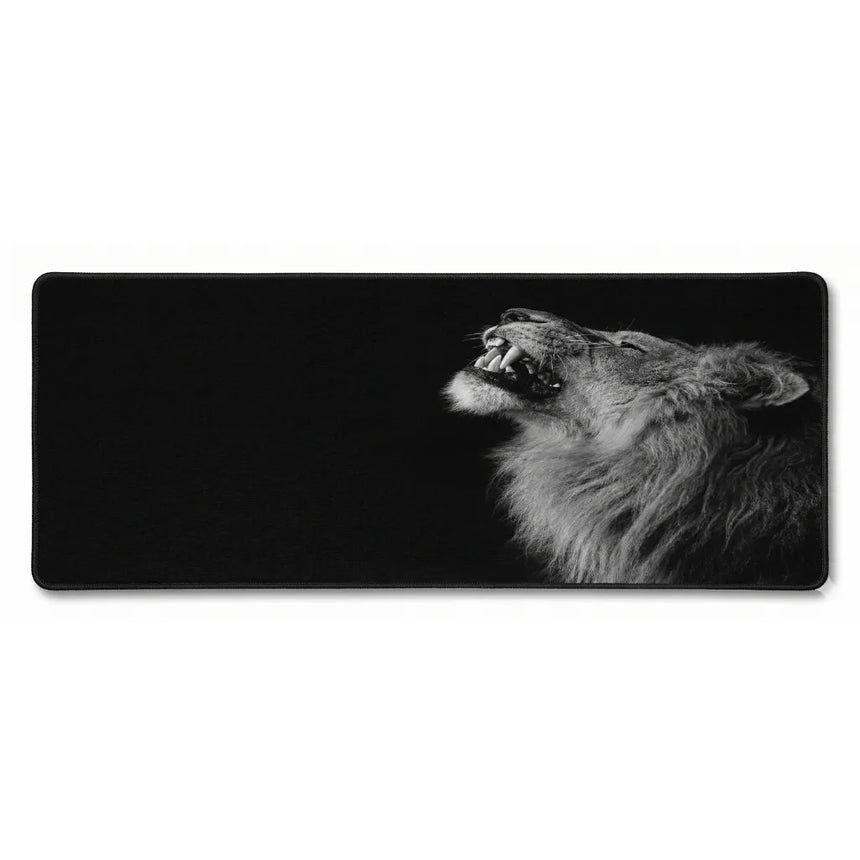 Tapis de souris Lion Noir et Blanc - Portrait Majestueux & Format XXL