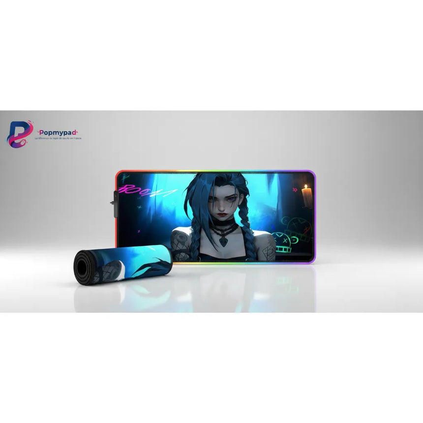 Tapis de souris RGB Jinx League of Legends - Édition Chaos Arcane XXL