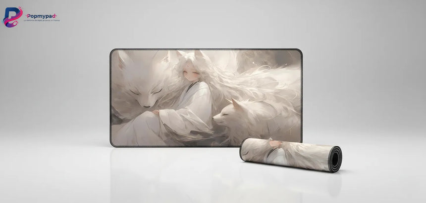 Tapis de souris Renard Blanc — Sérénité Onirique & Minimalisme Zen