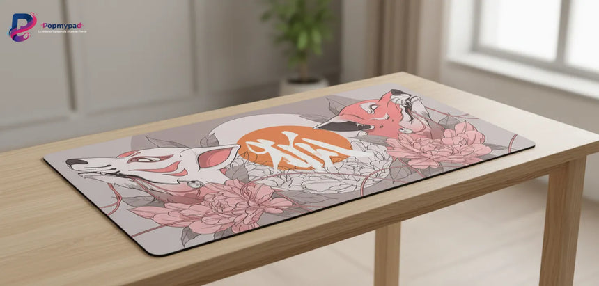 Tapis de souris "Sérénité du Kitsune" – Design Japonais Zen & Minimaliste