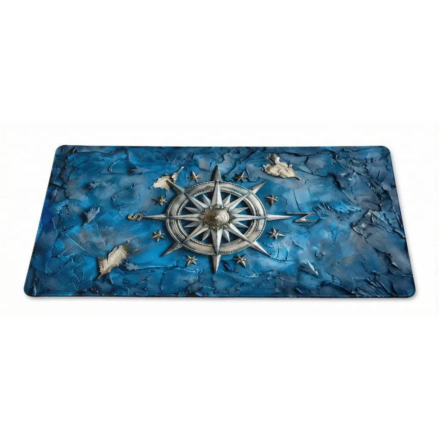 Tapis de souris Nautique XL - L'Odyssée Boréale (Rose des Vents & Bleu Abyssal)