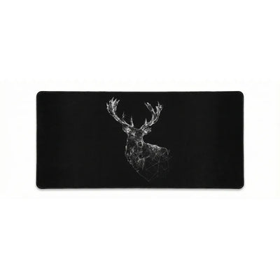 Tapis de souris XXL - Cerf Géométrique "Majestic Stag" - Noir & Blanc Premium