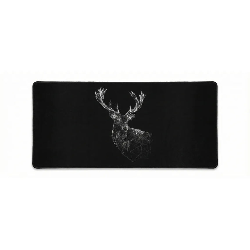 Tapis de souris XXL - Cerf Géométrique "Majestic Stag" - Noir & Blanc Premium