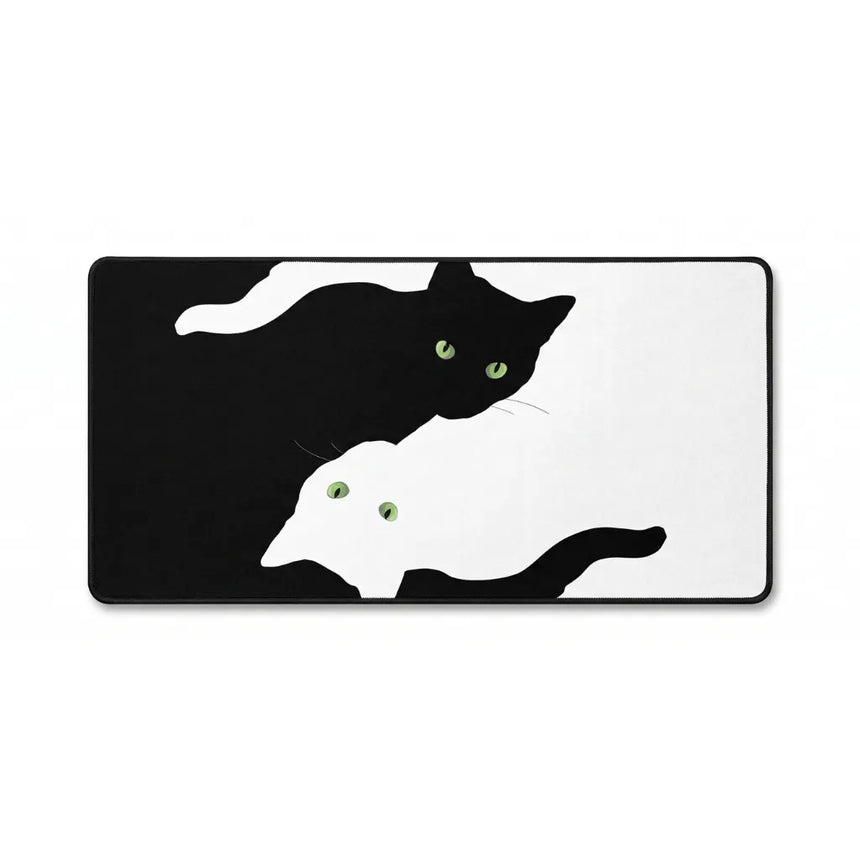 Tapis de souris XXL - Design Chats Noir et Blanc "Yin-Yang"