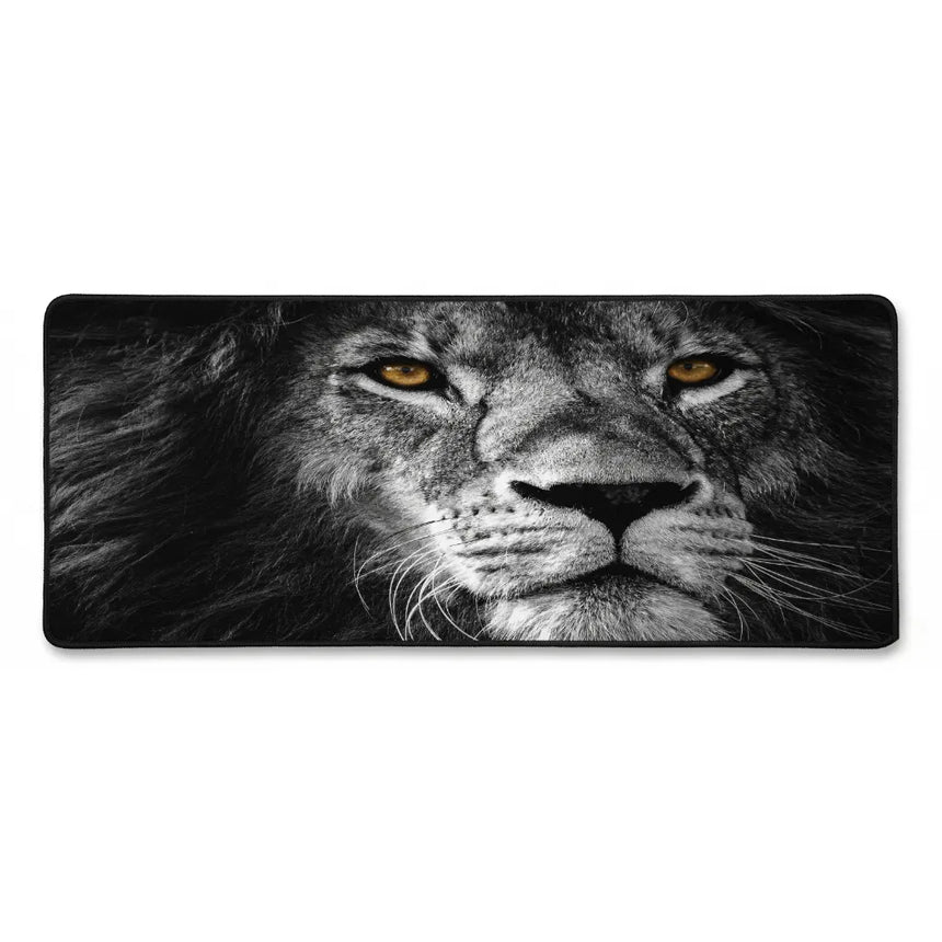 Tapis de souris XXL - Édition "Regard du Lion" (Noir et Blanc)