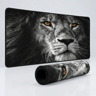 Tapis de souris XXL - Édition "Regard du Lion" (Noir et Blanc)