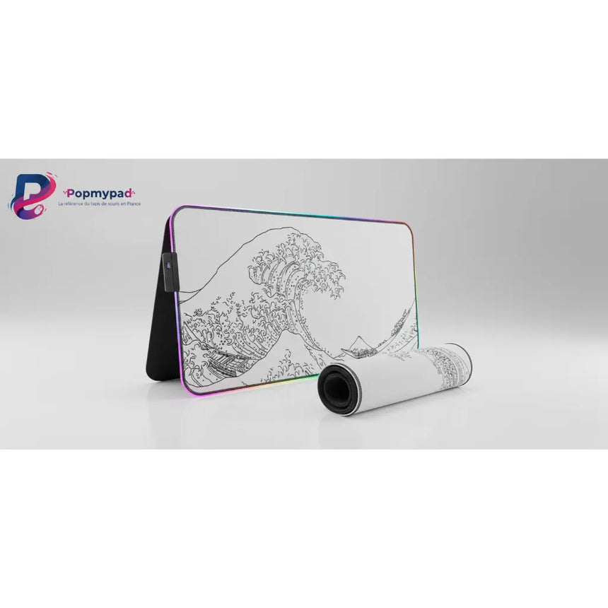 Tapis de souris XXL - La Grande Vague d'Hokusai - Édition Minimaliste RGB