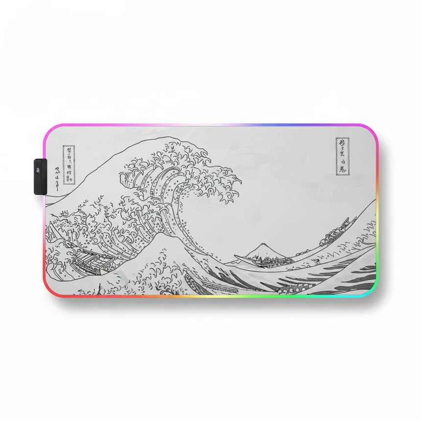Tapis de souris XXL - La Grande Vague d'Hokusai - Édition Minimaliste RGB