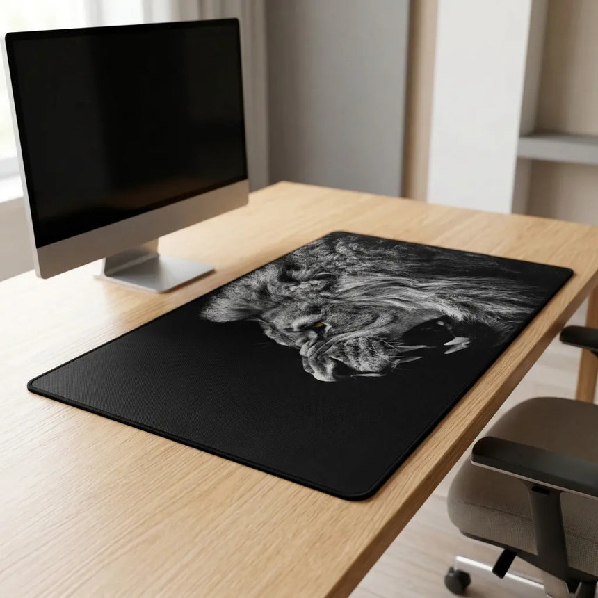 Tapis de souris XXL - Majesté Sauvage (Édition Noir & Blanc)