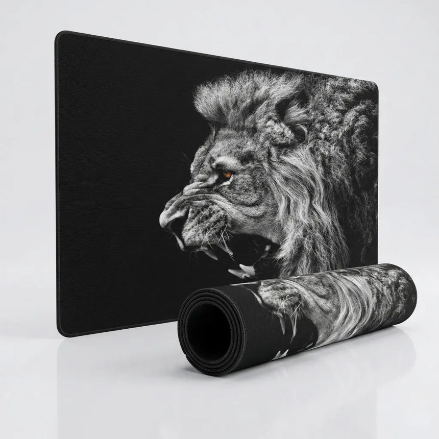 Tapis de souris XXL - Majesté Sauvage (Édition Noir & Blanc)