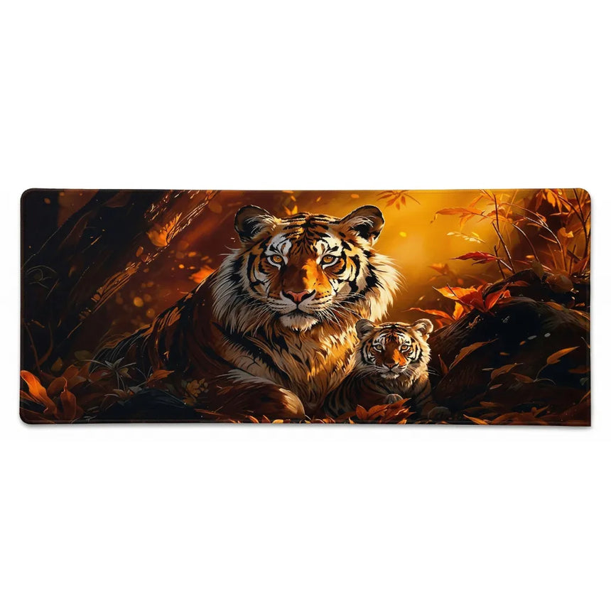 Tapis de souris XXL Artistique - L'Éveil du Tigre - Édition Forêt Dorée