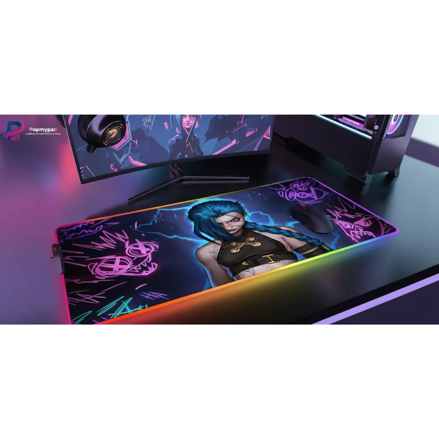 Tapis de Souris Gaming RGB Jinx - League of Legends : Édition Chaos Néon XXL