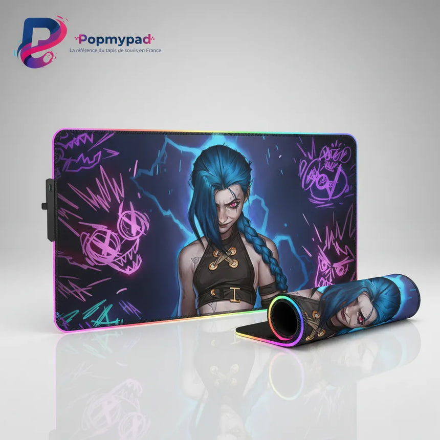 Tapis de Souris Gaming RGB Jinx - League of Legends : Édition Chaos Néon XXL