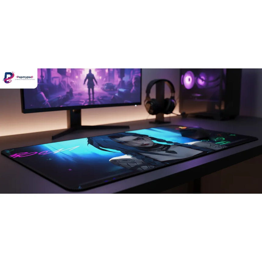 Tapis de souris Jinx "BOOM" - Design Néon Haute Définition pour Setup Gaming
