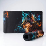 POPMYPAD Tapis de Souris Gamer Deskmat XL/XXL - Loup Nébuleuse Cosmique (Multicolore)
