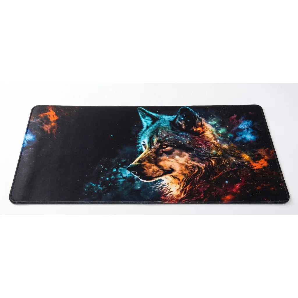 POPMYPAD Tapis de Souris Gamer Deskmat XL/XXL - Loup Nébuleuse Cosmique (Multicolore)