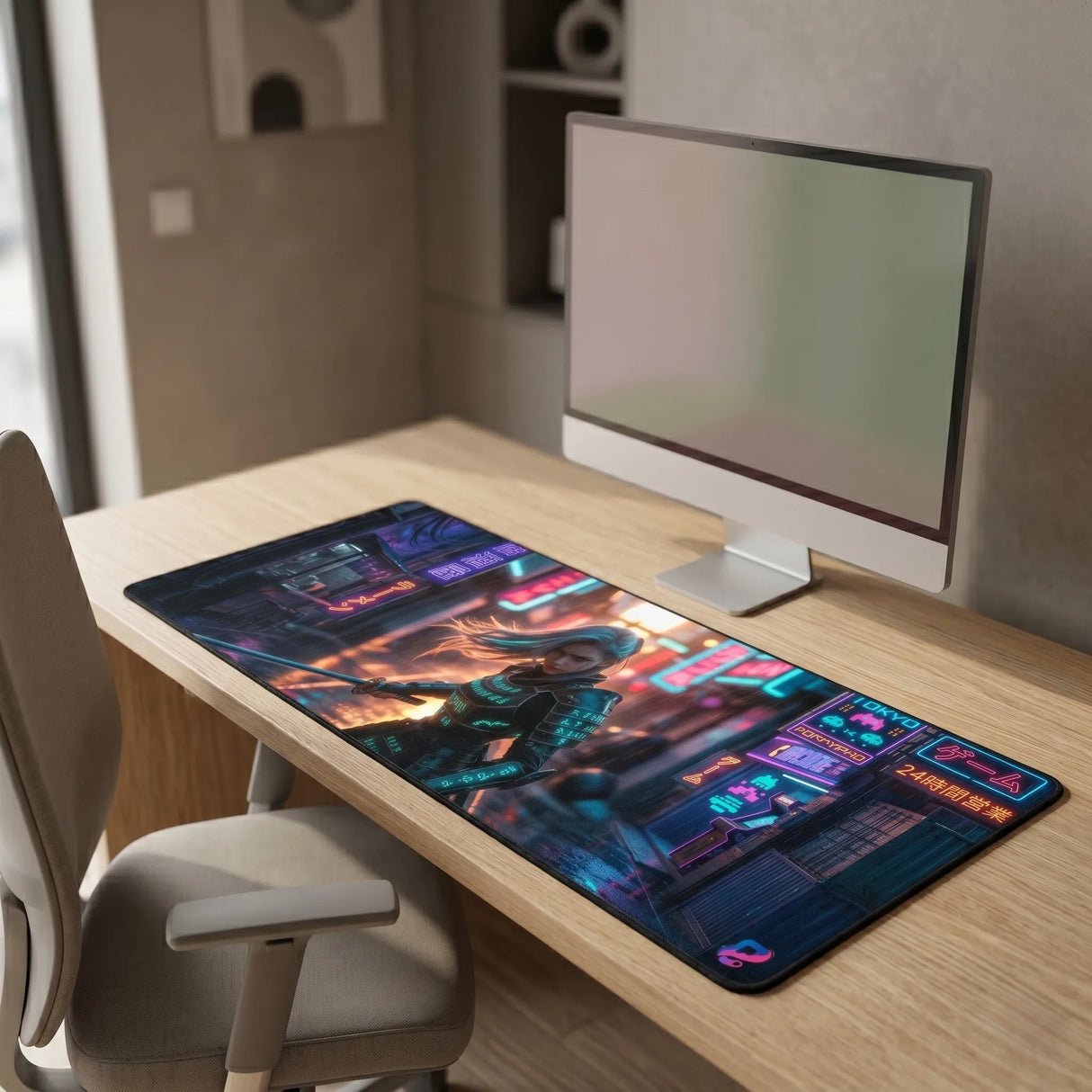 Tapis de Souris Gamer XXL — Samouraï Cyberpunk | Kaïto