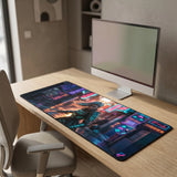 PopMyPad - Tapis de Souris Gamer - XXL 400x900mm - Cyberpunk Samurai Tokyo Neon