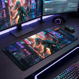 PopMyPad - Tapis de Souris Gamer - XXL 400x900mm - Cyberpunk Samurai Tokyo Neon