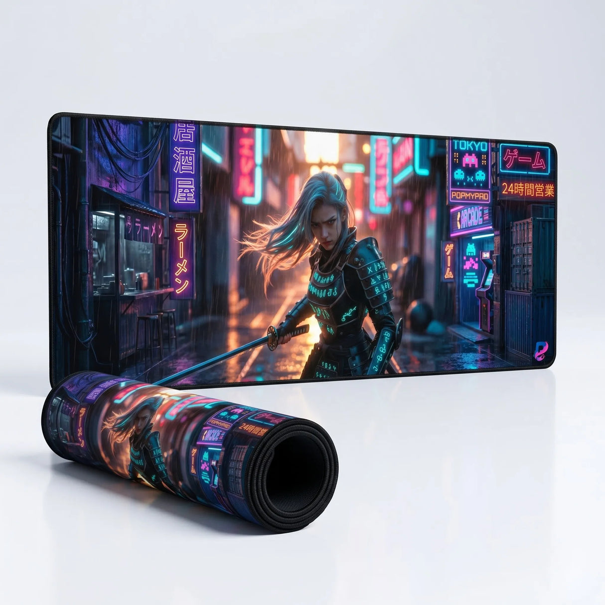 Tapis de Souris Gamer XXL — Samouraï Cyberpunk | Kaïto