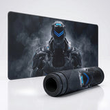 PopMyPad - Tapis de Souris Gamer Performance - XXL Deskmat - Cyborg Noir et Bleu Néon