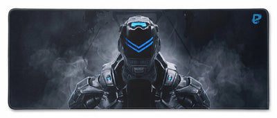 PopMyPad - Tapis de Souris Gamer Performance - XXL Deskmat - Cyborg Noir et Bleu Néon
