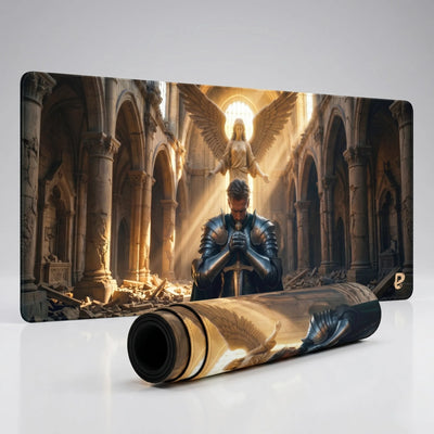 PopMyPad - Tapis de Souris Gamer XXL - Édition Chevalier & Ange Divin