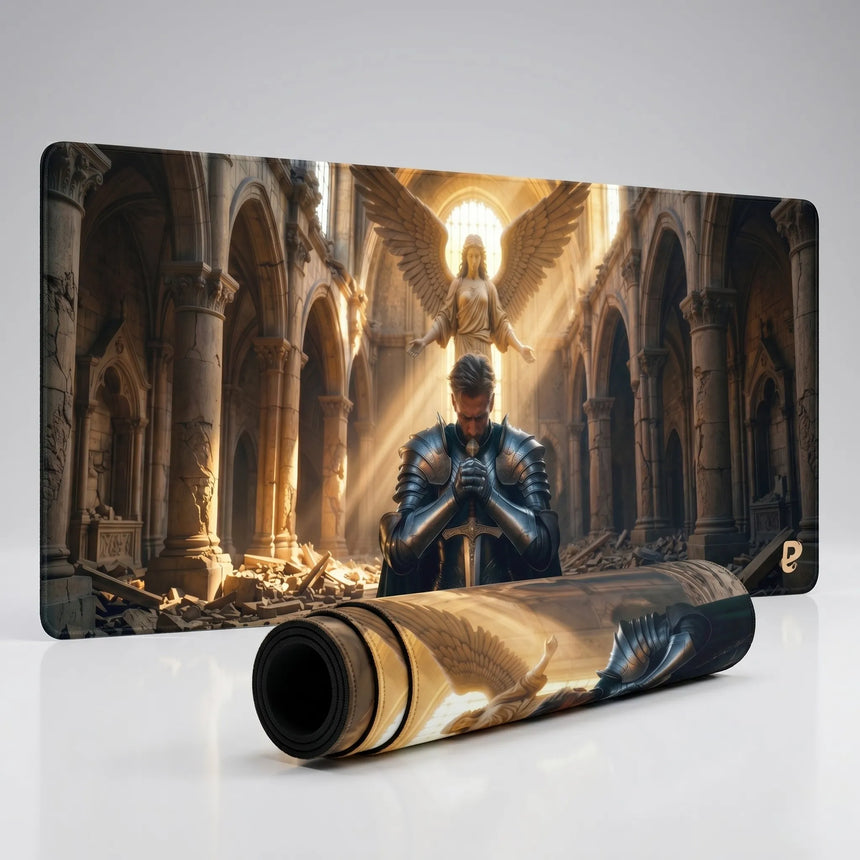 PopMyPad - Tapis de Souris Gamer XXL - Édition Chevalier & Ange Divin