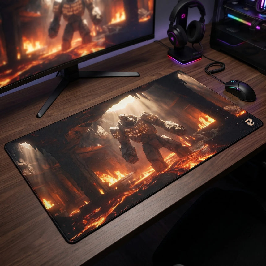PopMyPad - Tapis de Souris Gamer XXL - Golem de Lave Volcanique