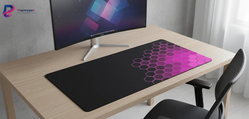 Tapis de Souris Design "Cyber Hex" Magenta - Gaming & Bureau (XXL)