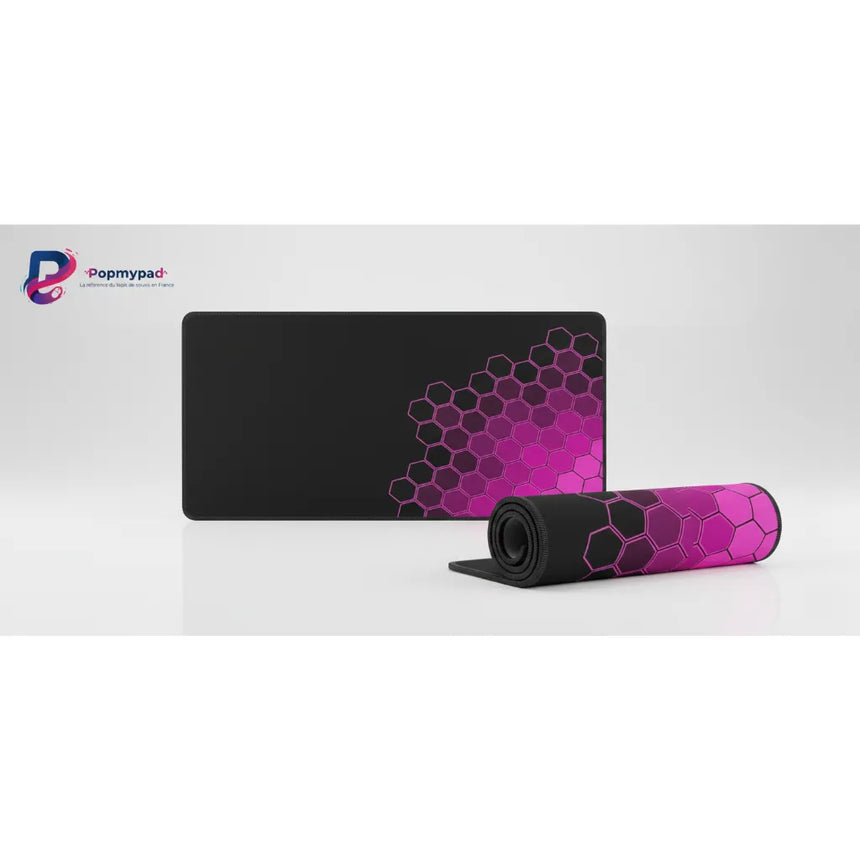 Tapis de Souris Design "Cyber Hex" Magenta - Gaming & Bureau (XXL)