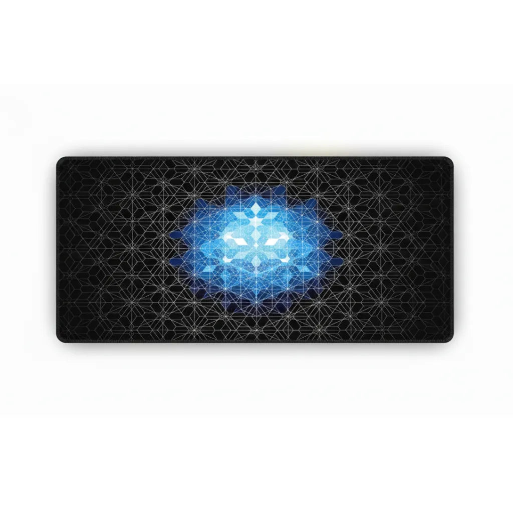 Tapis de Souris Design Géométrique Fractal - Éclat Bleu Néon & Précision Gaming