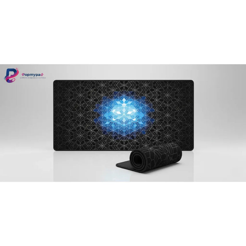 Tapis de Souris Design Géométrique Fractal - Éclat Bleu Néon & Précision Gaming