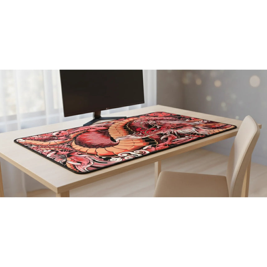 Tapis de Souris Dragon Oriental Rouge - Édition Mythique XXL