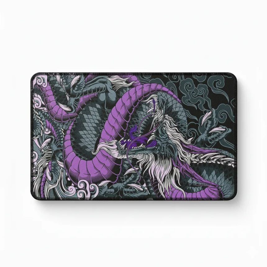 Tapis de Souris Gamer Dragon Japonais - Violet & Noir - Édition Mythologique XXL