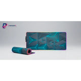 Tapis de Souris Gamer XXL - Design 3D Futuriste & Néon Cyan RGB
