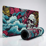 Tapis de Souris Gamer XXL - Design Crâne Onirique et Roses Mystiques