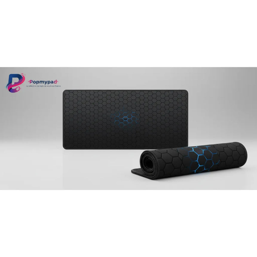 Tapis de Souris Gamer XXL - Design Hexagonal Futuriste & Cyan