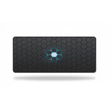 Tapis de Souris Gamer XXL - Design Hexagone 3D & Noyau Luminescent Cyan