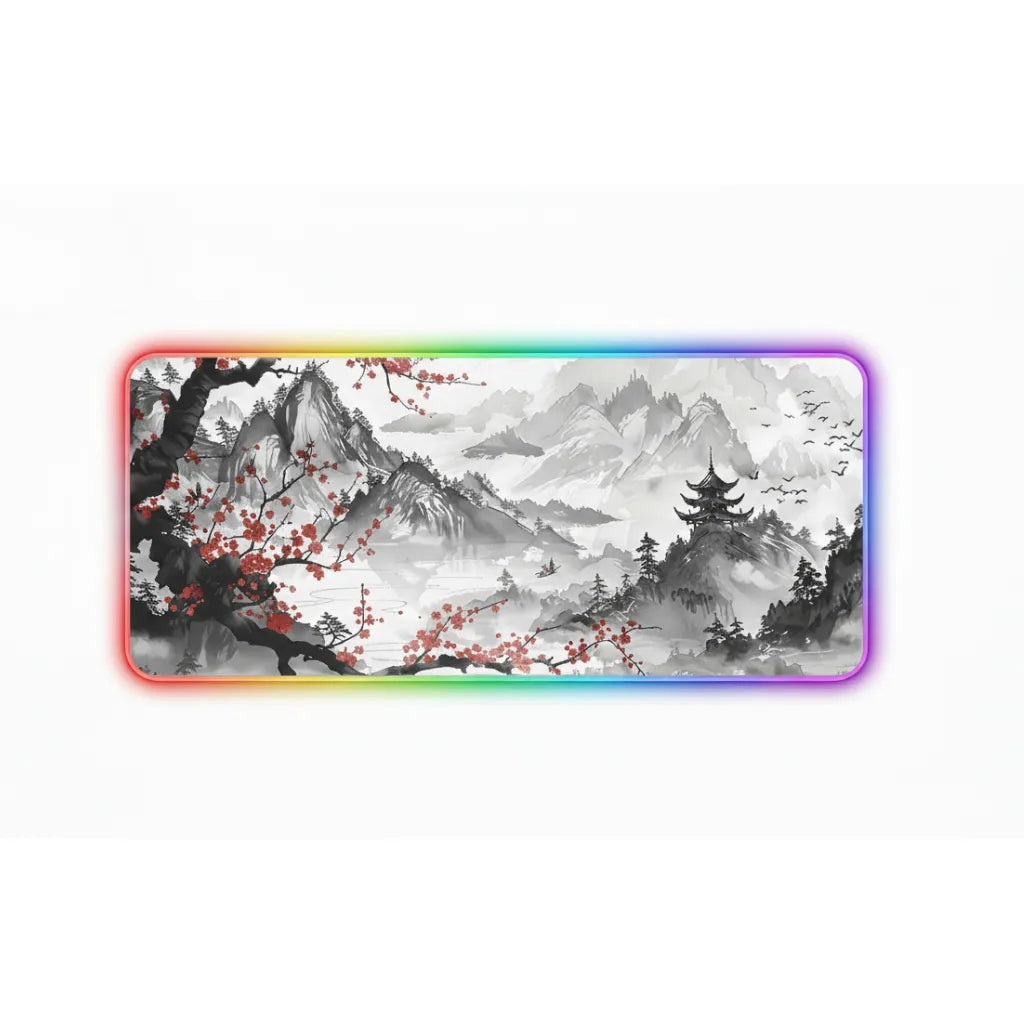 Tapis de Souris Gaming Japon - Paysage Traditionnel Sumi-e & RGB
