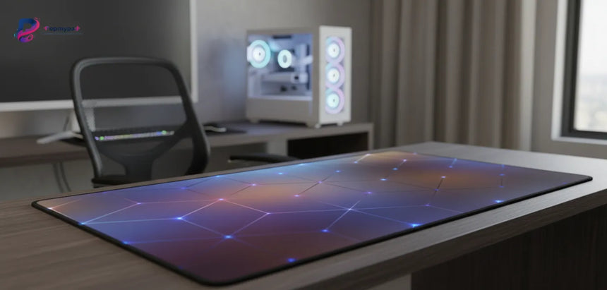 Tapis de Souris Gaming XXL - Design Géométrique Futuriste & Néon