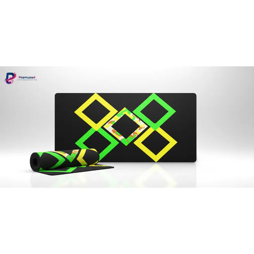 Tapis de Souris Gaming XXL - Design Géométrique Néon & Camo Artistique
