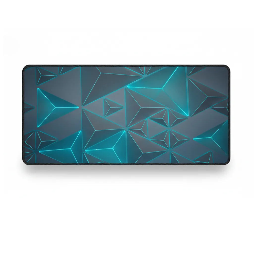 Tapis de Souris Gaming XXL — Design 3D Futuriste & Néon Cyan