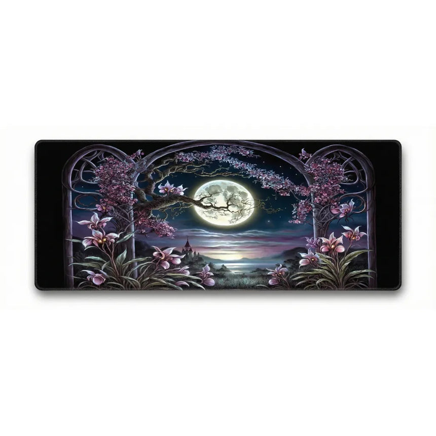 Tapis de Souris Gaming & Bureau - Arche Lunaire & Paysage Fantastique Nocturne